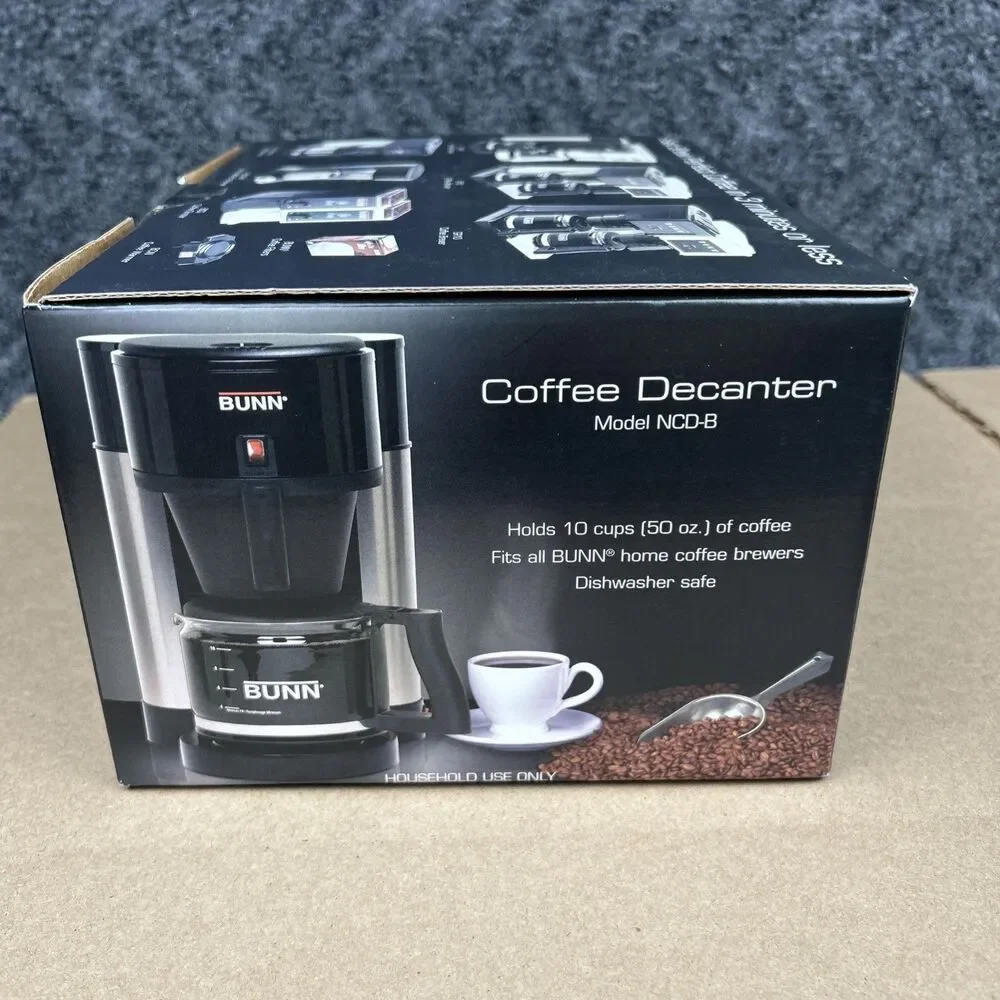 BUNN 10 Cup 50 oz Coffee Decanter Replacement Carafe with Lid Model NCD-B Black.